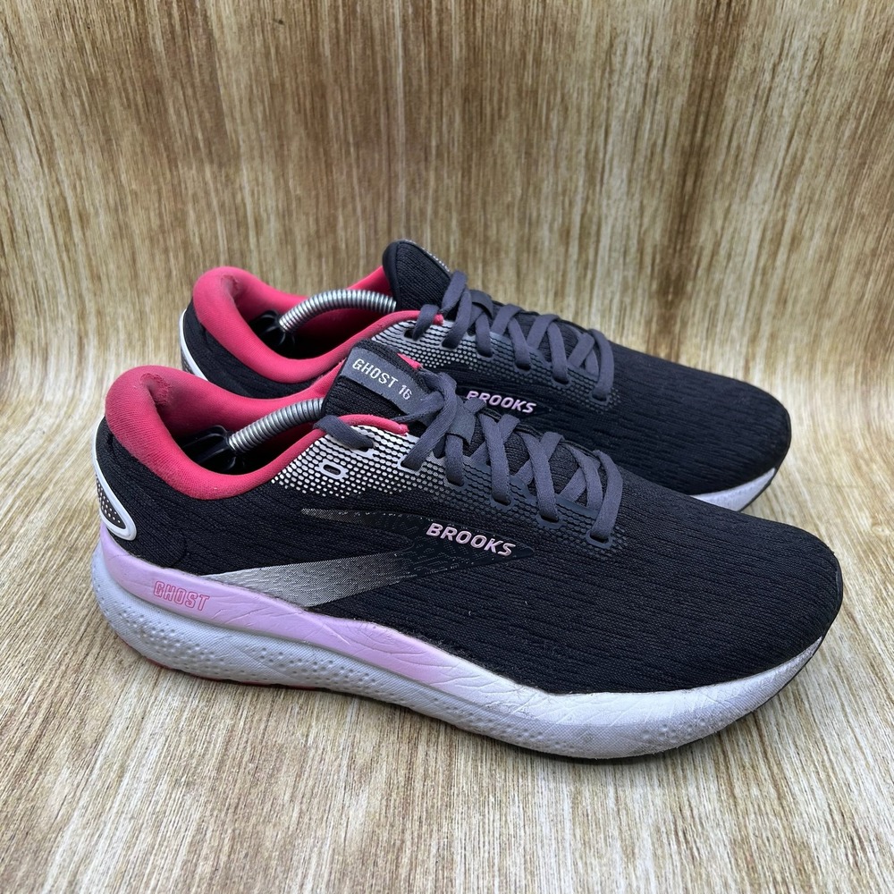 Brooks Ghost 16 Running Shoes Women's Size 9 Black Pink Sneakers 1204071B051